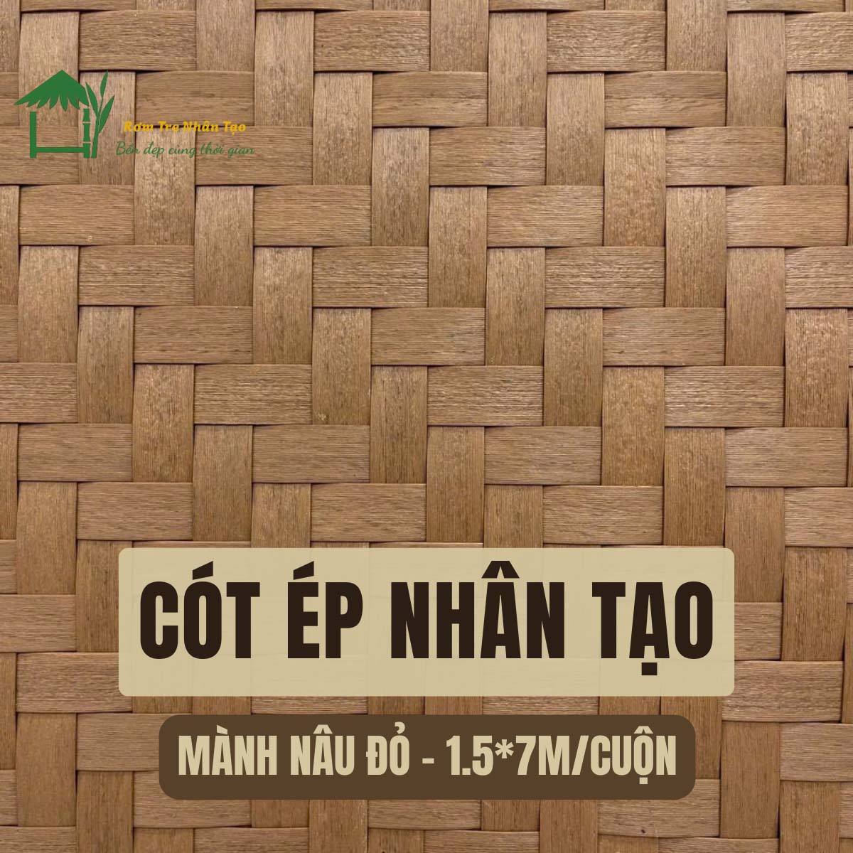 Mành Tre Nhân Tạo Ốp Trần Nhà - 5 Mẫu Mành Tre Nhân Tạo Bán Chạy Nhất 5 Mành nâu đỏ - 1.5m*7m/cuộn