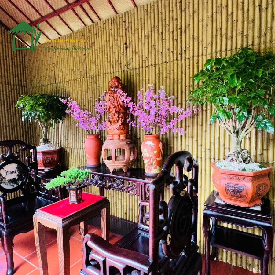 Vách tre nhân tạo tại Chùa Cây Thị - Hà Nam