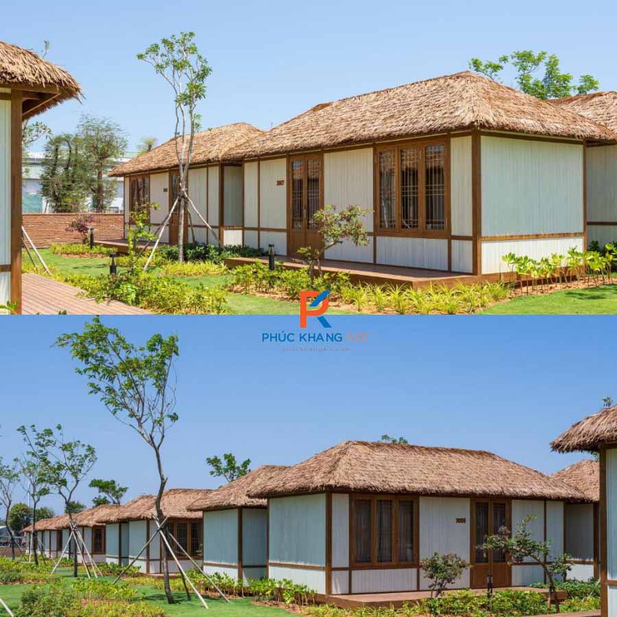 Bungalow mái rơm nhân tạo tại khu nghỉ dưỡng KTown