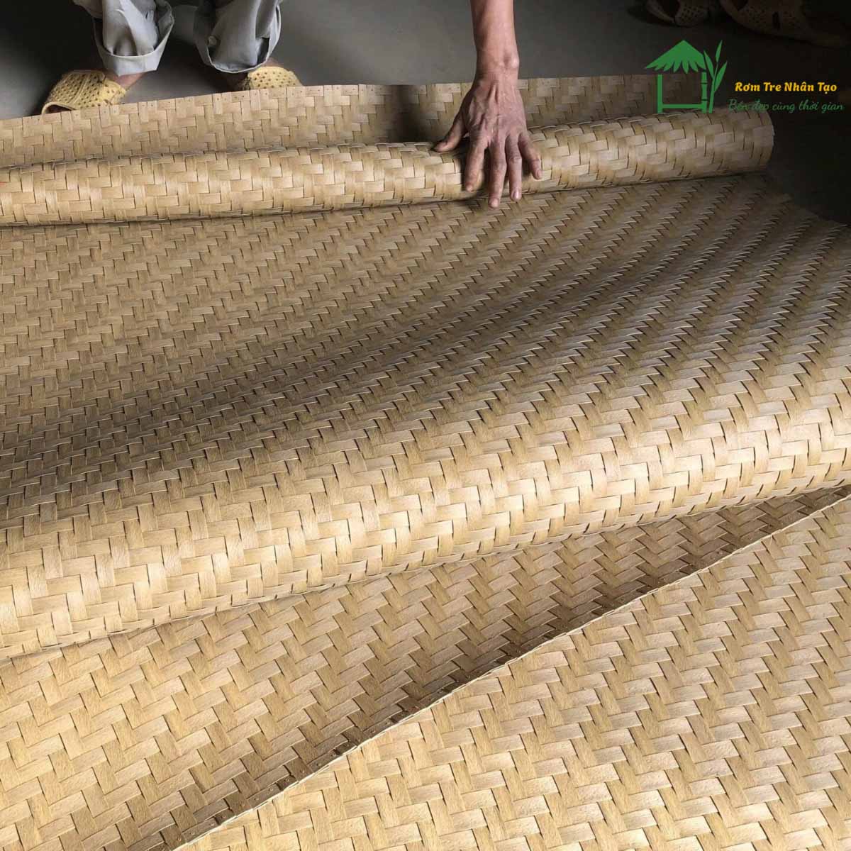 Cận cảnh bề mặt mành nhân tạo – vật liệu giả cói siêu bền