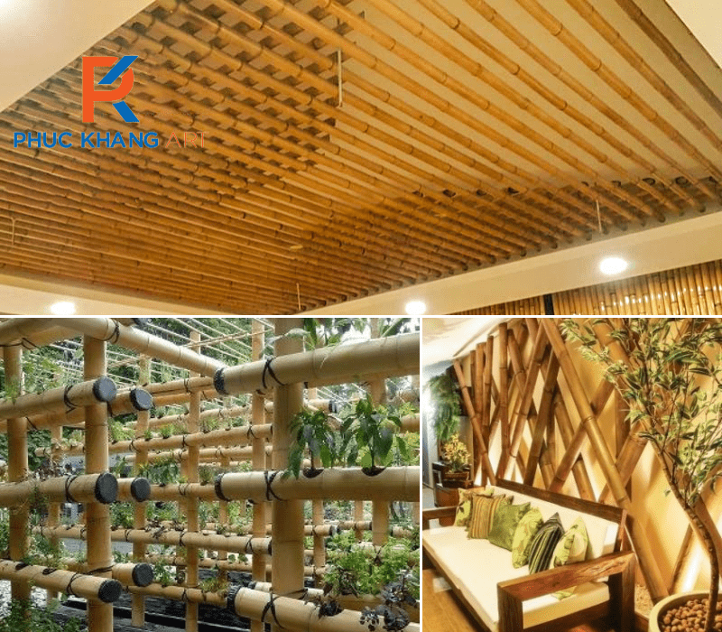 Decor giàn treo từ ống tre nhân tạo