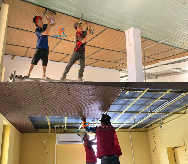 Bỏ Trần La Phông Nhựa, Chọn Mành Cói Nhân Tạo – 7 Lợi Ích Bạn Không Nên Bỏ Qua 4 Thi công trần cót ép: Trần phẳng & Khung trần