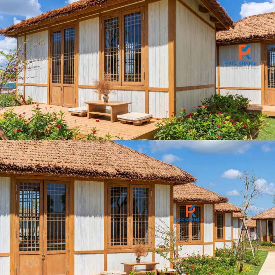 Rơm nhân tạo lợp mái bungalow