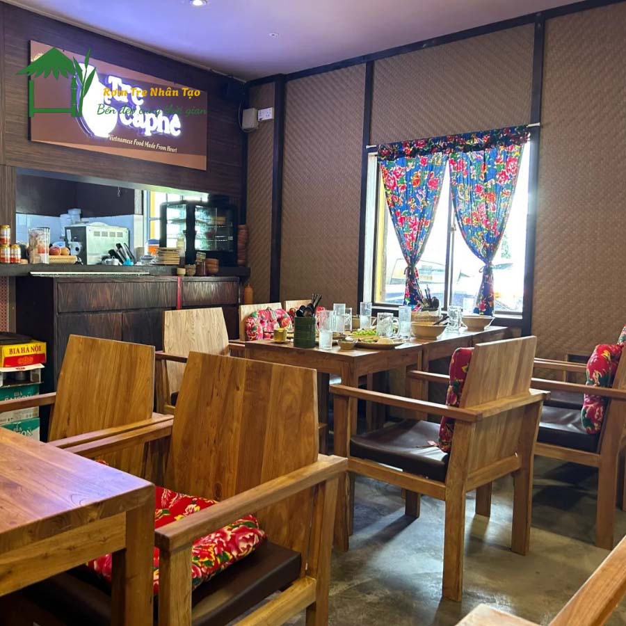 6 Lý Do Vì Sao Cót Ép Decor Được Ưa Chuộng Tại Các Quán Cà Phê Quảng Ninh? 4 Vách cót ép nhân tạo tại Tre Cafe