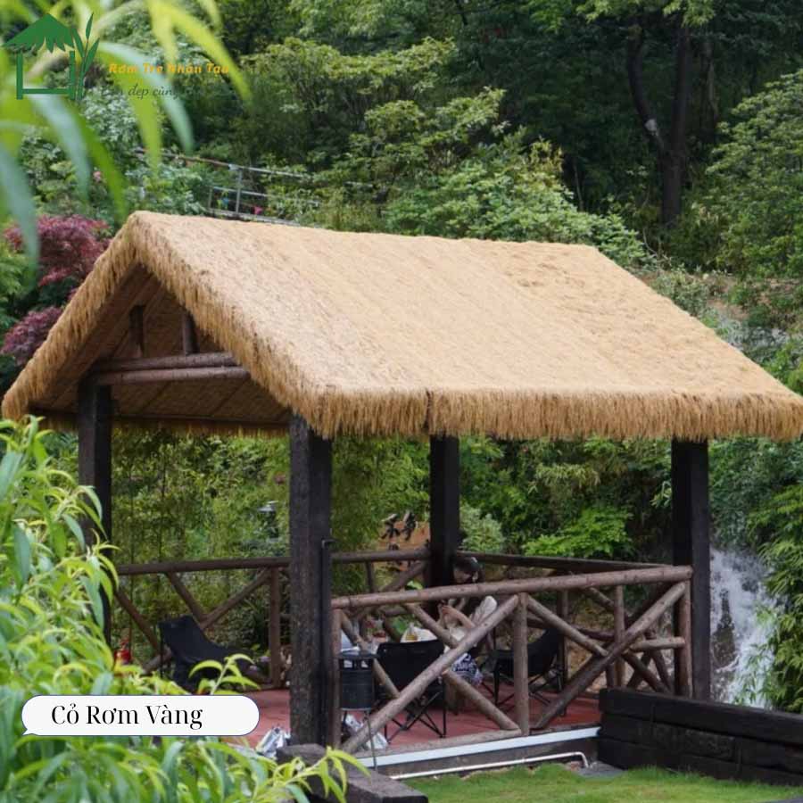 Cỏ rơm vàng lợp mái chòi