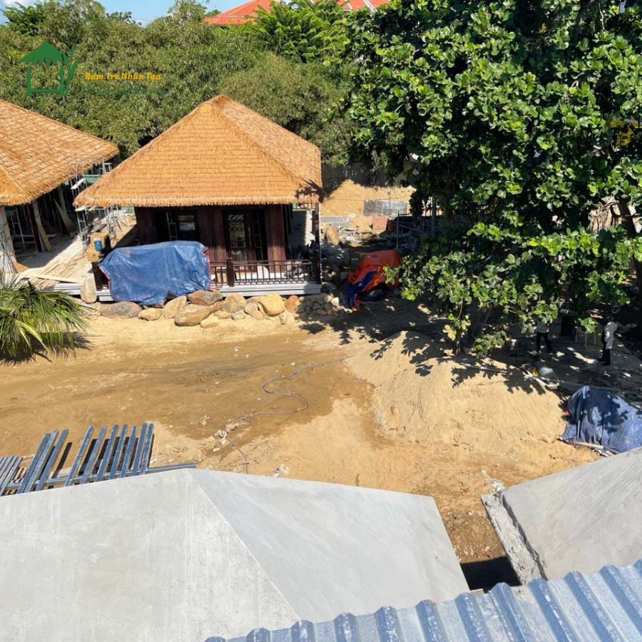 Rơm nhân tạo lợp mái cho Homestay