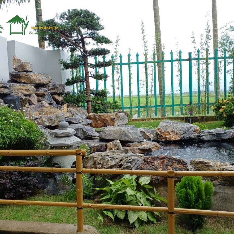 Rào ống tre decor tiểu cảnh, sân vườn