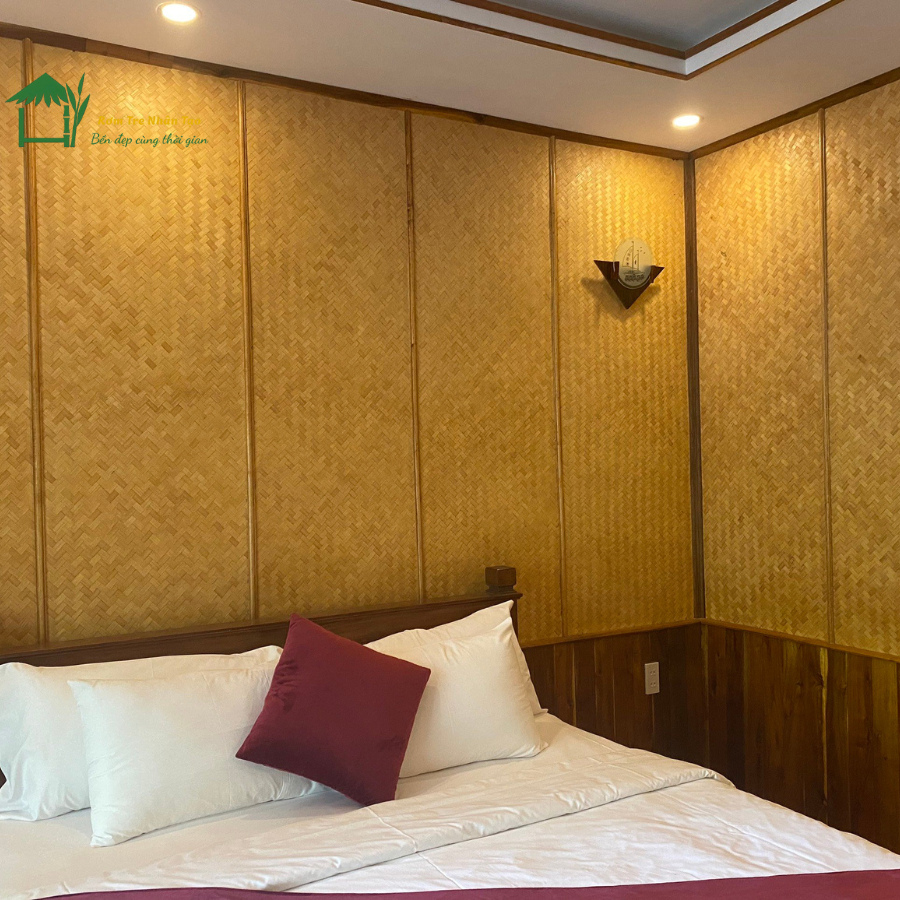 Ốp tường cót ép nhân tạo tại phòng nghỉ resort