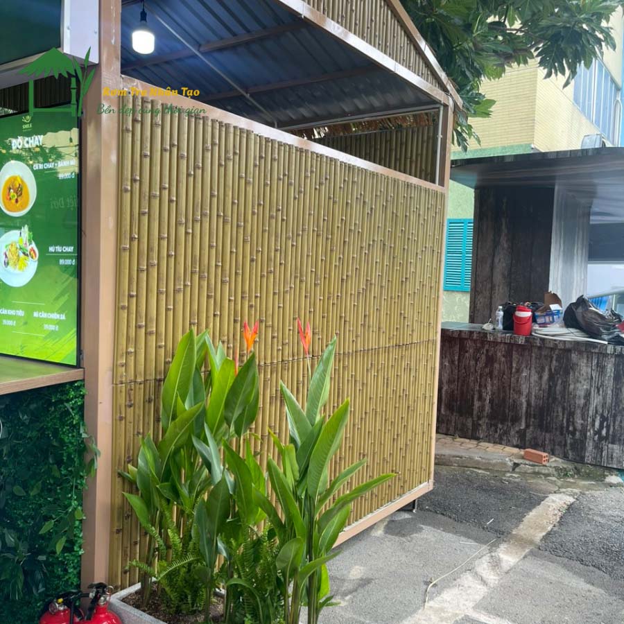 Vách tre decor cho quán ăn, quán cà phê