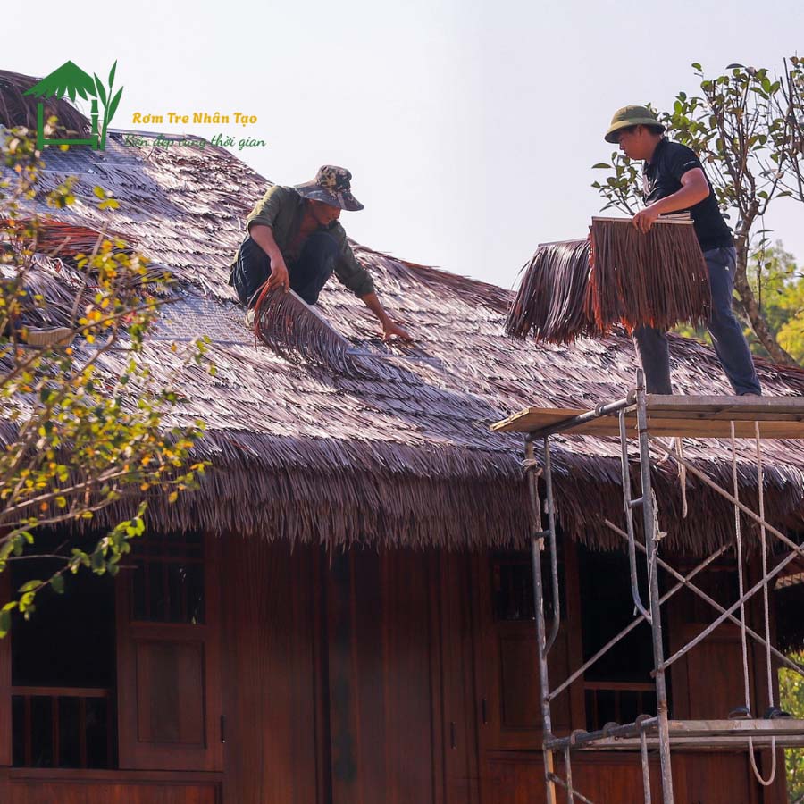 5 Lý Do Nhiều Resort Ở Lạng Sơn Chuyển Từ Rơm Thật Sang Rơm Nhân Tạo 6 Thi công rơm nhân tạo vô cùng đơn giản