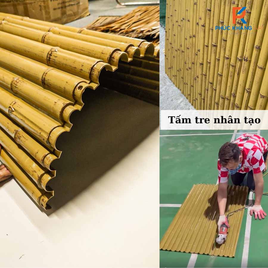 Tấm tre nhân tạo màu vàng nhạt kích thước 99x67cm
