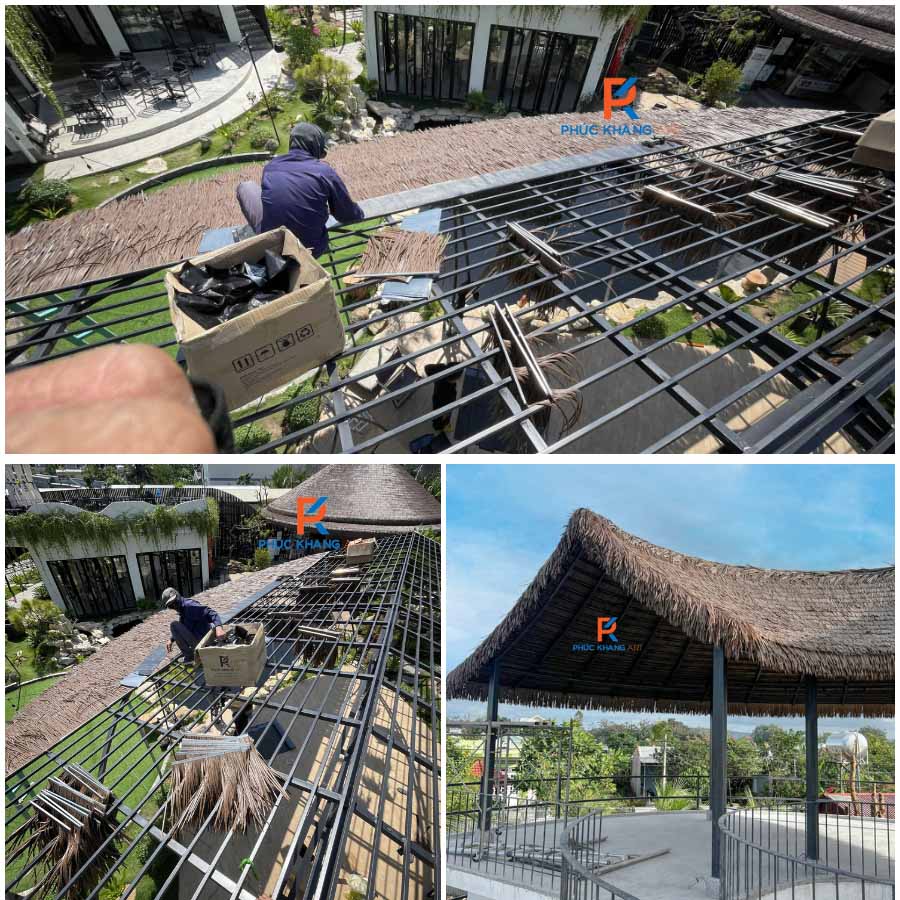 Đội ngũ thợ chuyên nghiệp thi công rơm nhân tạo tại Gia Lai