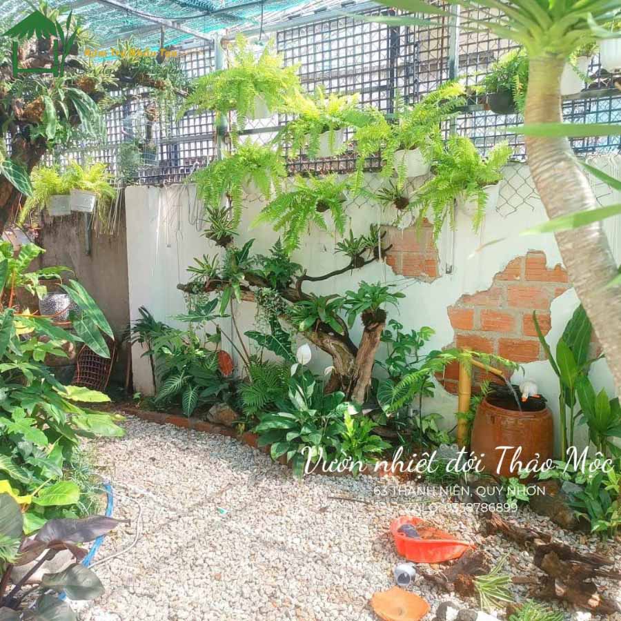 Trang trí tiểu cảnh sân vườn từ ống tre nhựa