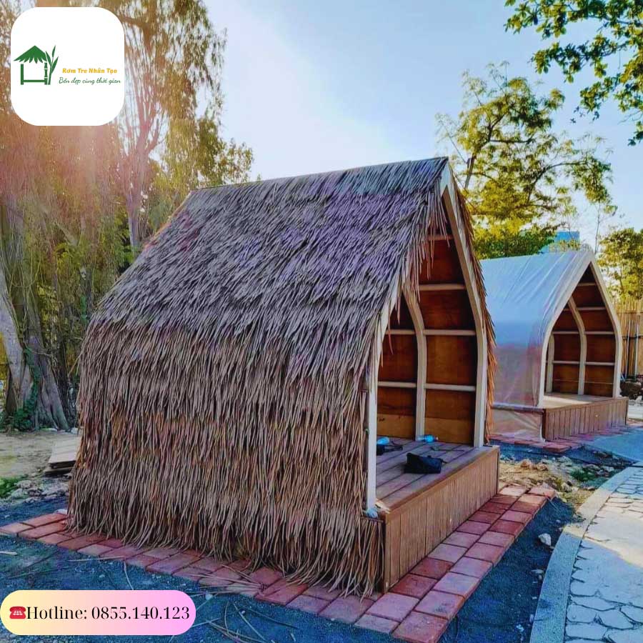 Nhà chòi nghỉ mát hình vòm lợp rơm nhân tạo