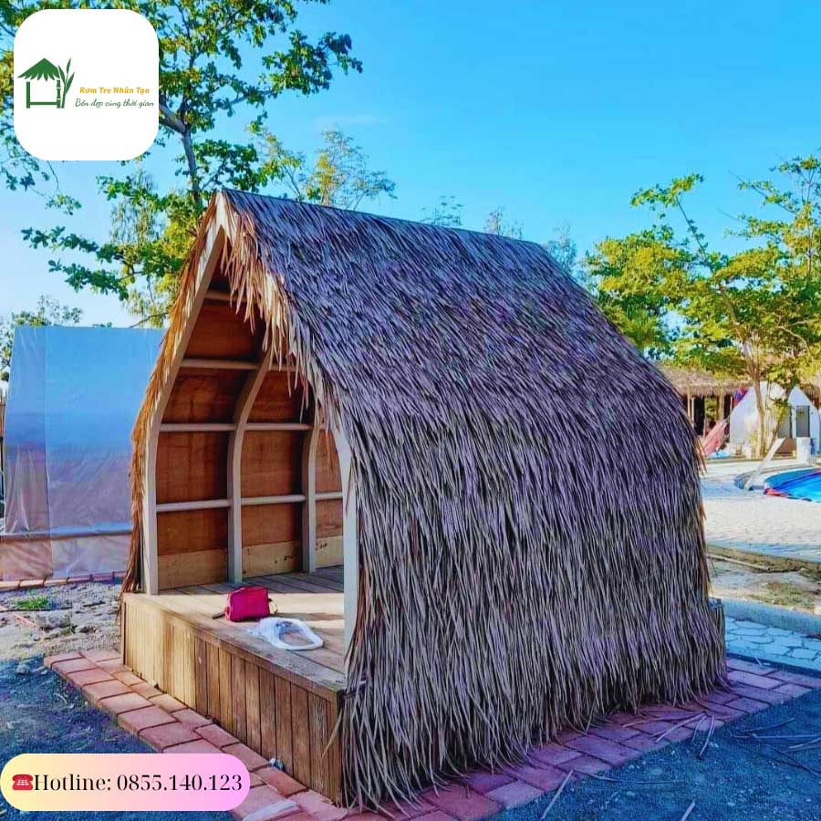 Dãy nhà chòi nghỉ resort lợp mái rơm nhân tạo bền đẹp