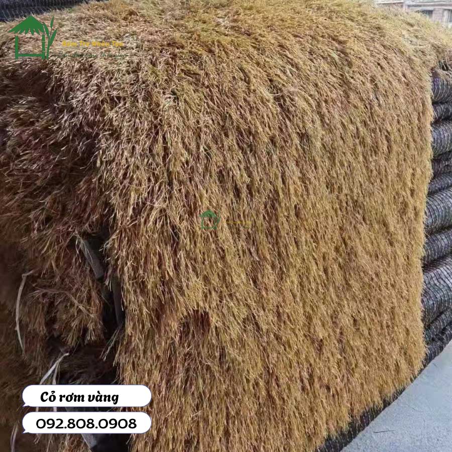 Cỏ rơm vàng dạng cuộn, tiêu chuẩn 1x20m, có thể cắt ngắn tùy yêu cầu của khách hàng