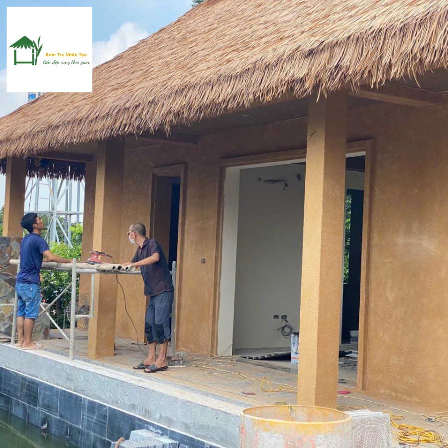 Công trình nhà nghỉ sinh thái với mái rơm nhân tạo ở Vĩnh Phúc.