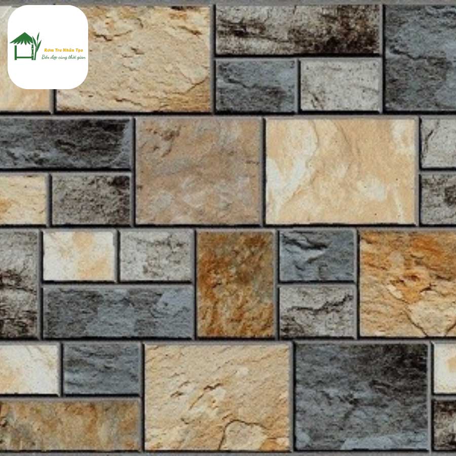 Gạch decor đá tự nhiên nhiều màu sắc, ứng dụng cho mặt tiền và không gian sang trọng.