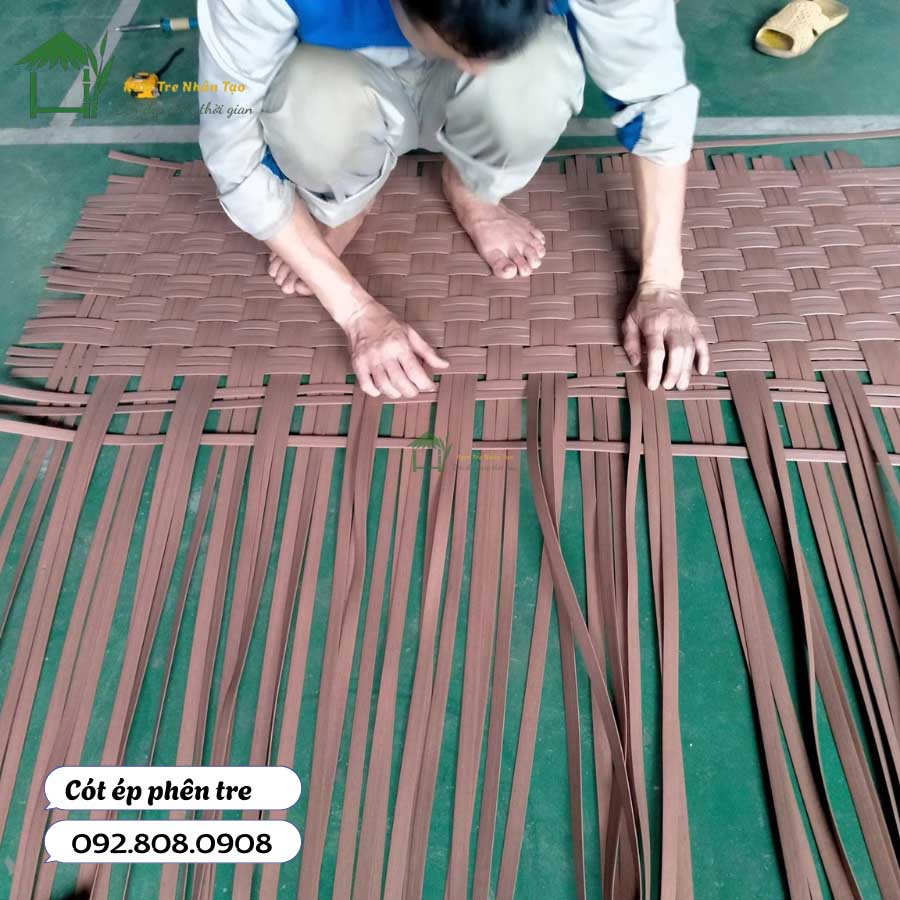 Cận cảnh nan đan cót ép nhân tạo Phúc Khang Art