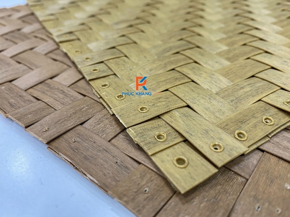 mành cót nhân tạo vàng xám và nâu đỏ