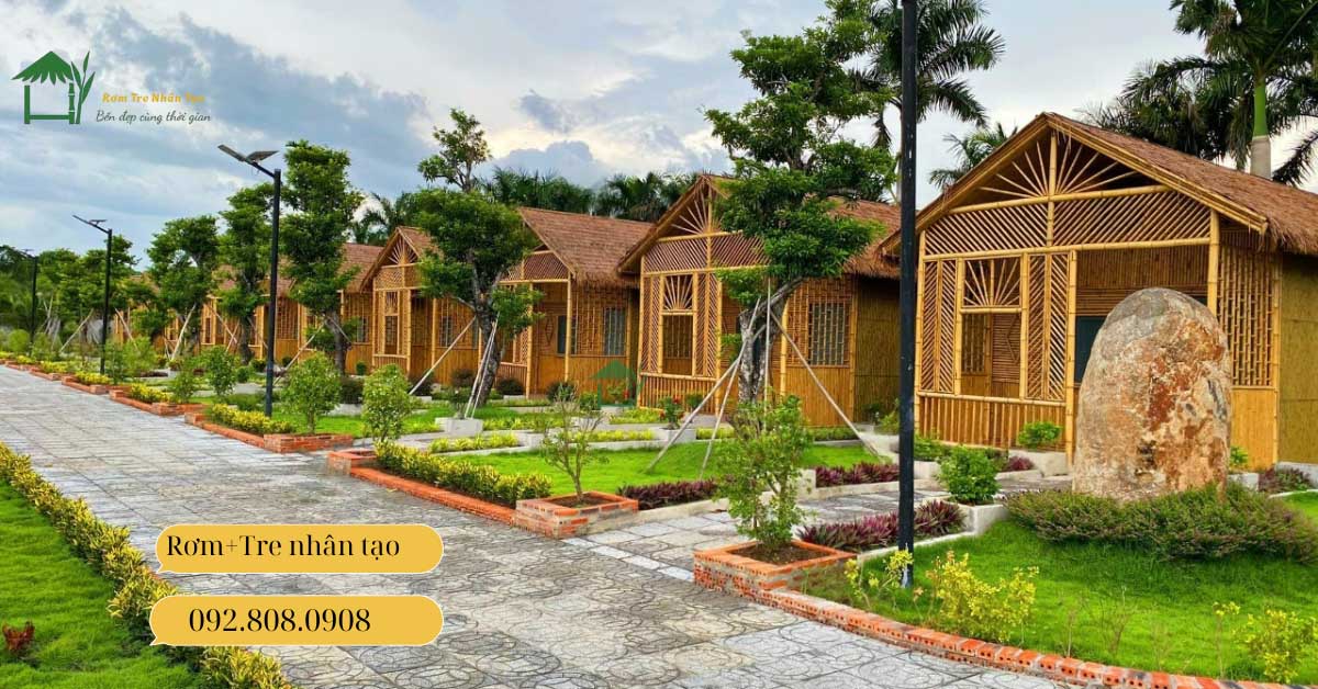 Rơm, tre nhân tạo tại khu sinh thái Phúc Lộc Thọ