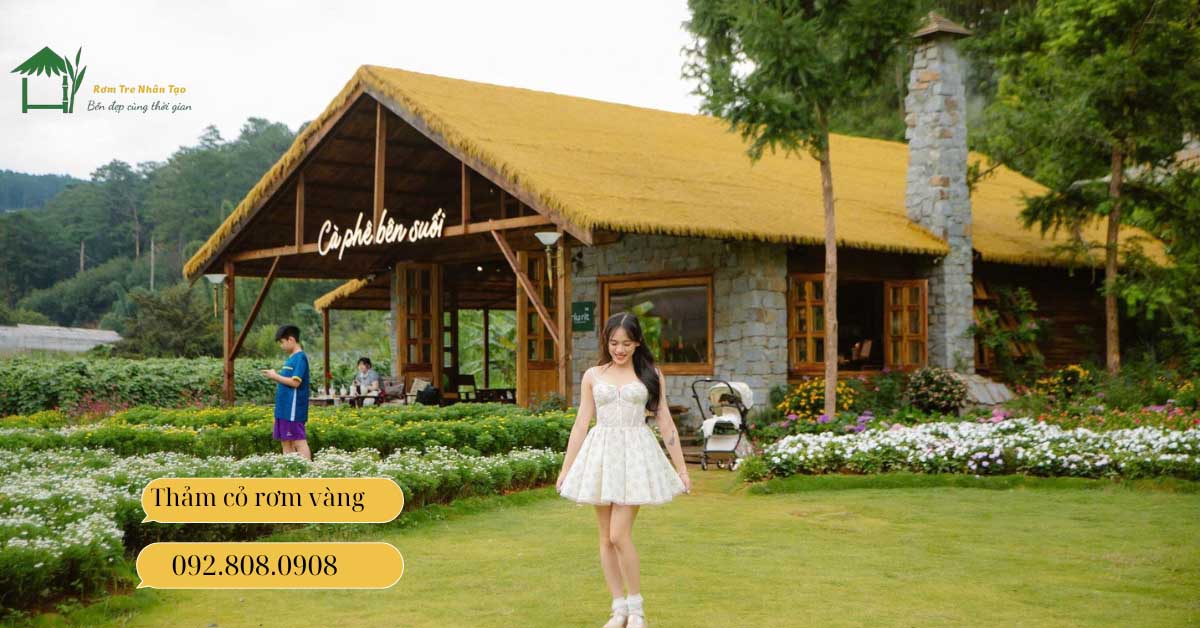 thảm cỏ rơm vàng giá rẻ