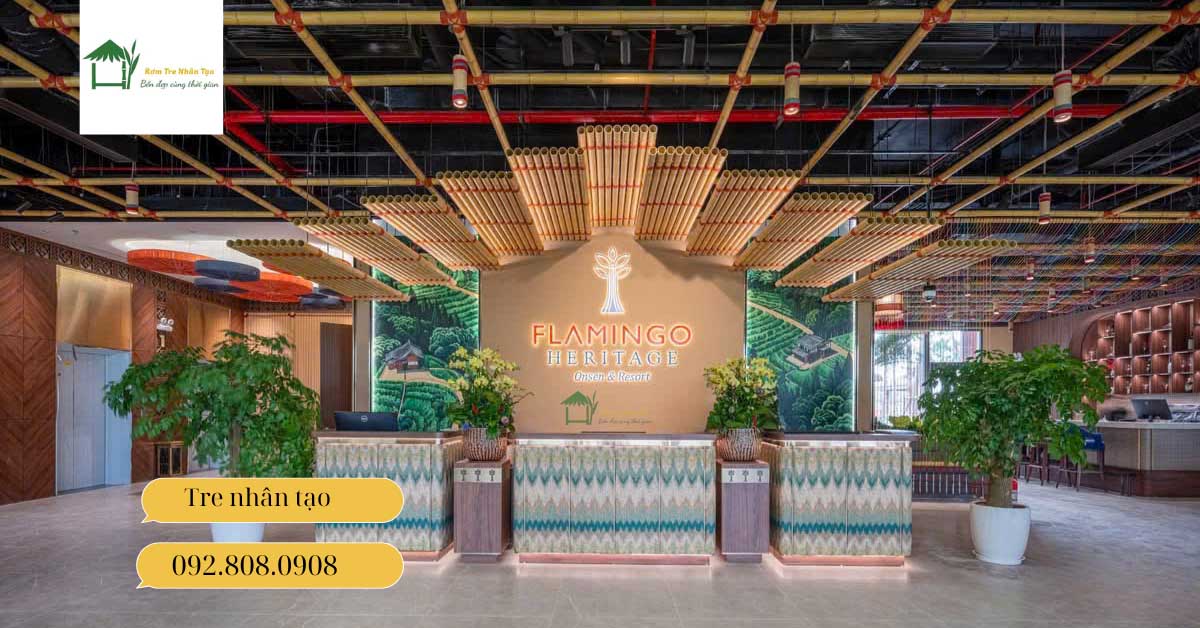 Không gian nghỉ dưỡng độc đáo trần tre nhân tạo.